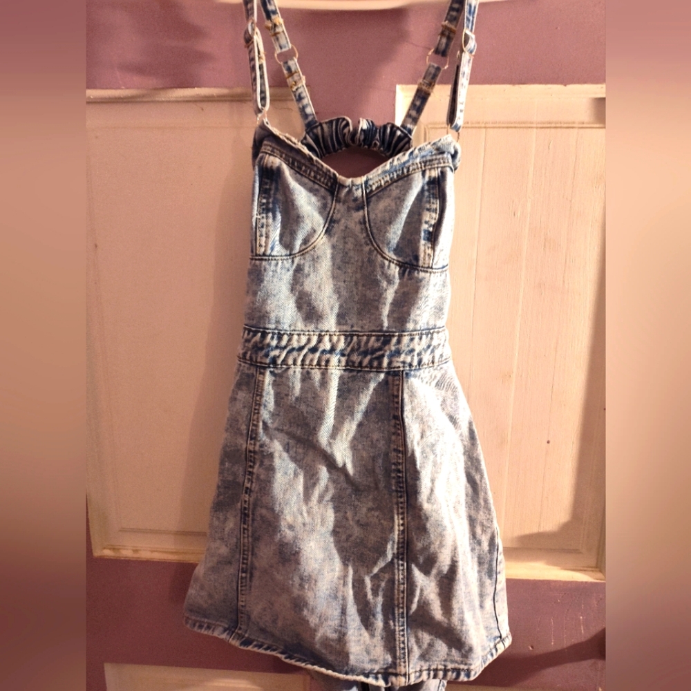 SHEIN Blue Acid Wash Denim Dress